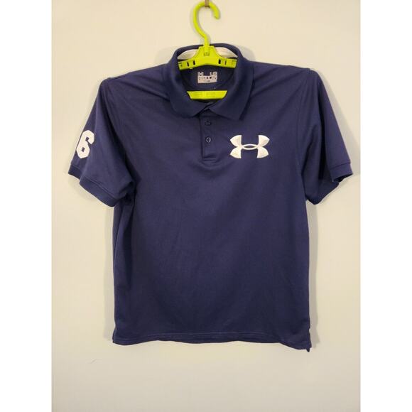 Under Armour Polo Shirt Mens Large Blue Short Sleeve Embroidered Athleisure - Picture 2 of 12